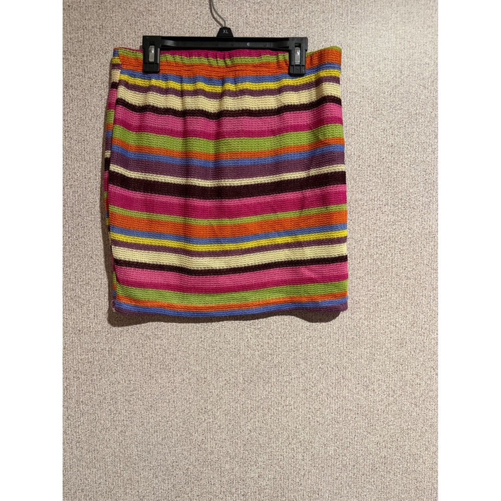 SHEIN Women Multicolor Striped Knit Mini Skirt Boho Festival Bodycon Medium